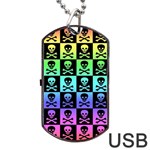 Rainbow Skull Checkerboard Dog Tag USB Flash (One Side)