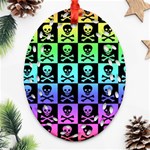 Rainbow Skull Checkerboard Ornament (Oval Filigree)