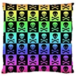 Rainbow Skull Checkerboard Large Cushion Case (Two Sides)