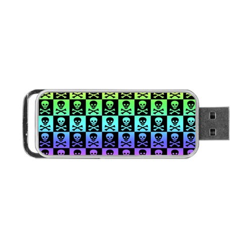 Rainbow Skull Checkerboard Portable USB Flash (One Side) from ArtsNow.com Front