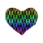 Rainbow Skull Checkerboard Standard 16  Premium Heart Shape Cushion 