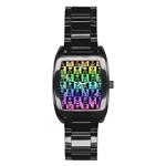 Rainbow Skull Checkerboard Stainless Steel Barrel Watch
