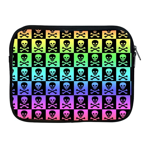 Rainbow Skull Checkerboard Apple iPad Zipper Case from ArtsNow.com Front