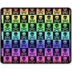 Rainbow Skull Checkerboard Double Sided Fleece Blanket (Medium)