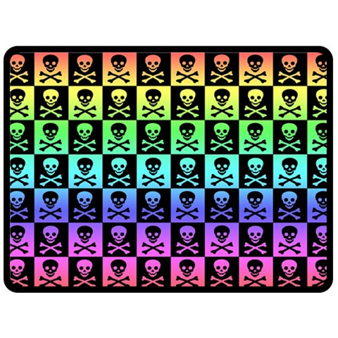Rainbow Skull Checkerboard Double Sided Fleece Blanket (Large) from ArtsNow.com 80 x60  Blanket Back
