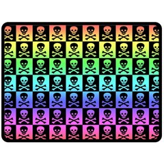 Rainbow Skull Checkerboard Double Sided Fleece Blanket (Large) from ArtsNow.com 80 x60  Blanket Back