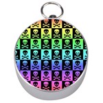 Rainbow Skull Checkerboard Silver Compass