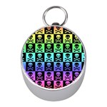 Rainbow Skull Checkerboard Silver Compass (Mini)