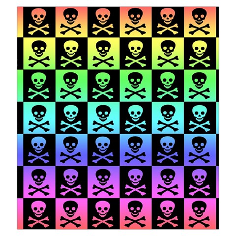 Rainbow Skull Checkerboard Drawstring Pouch (Large) from ArtsNow.com Front