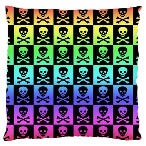 Rainbow Skull Checkerboard Large Flano Cushion Case (One Side) from ArtsNow.com Front