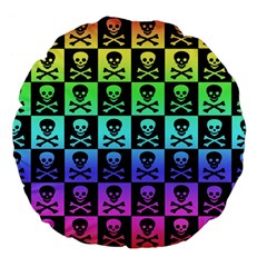 Rainbow Skull Checkerboard Large 18  Premium Flano Round Cushion  from ArtsNow.com Back