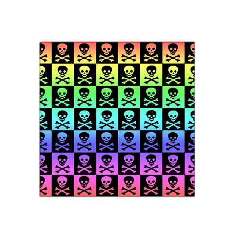 Rainbow Skull Checkerboard Satin Bandana Scarf from ArtsNow.com Front