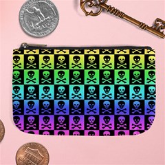 Rainbow Skull Checkerboard Large Coin Purse from ArtsNow.com Front