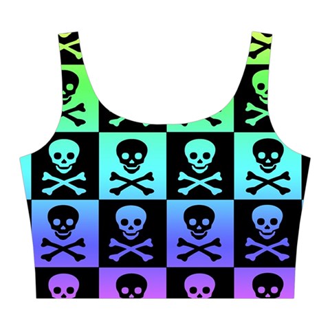 Rainbow Skull Checkerboard Midi Sleeveless Dress from ArtsNow.com Top Front