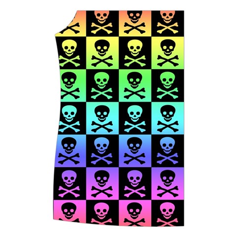 Rainbow Skull Checkerboard Women s Button Up Vest from ArtsNow.com Front Right