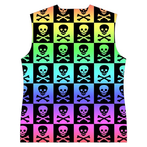 Rainbow Skull Checkerboard Women s Button Up Vest from ArtsNow.com Back