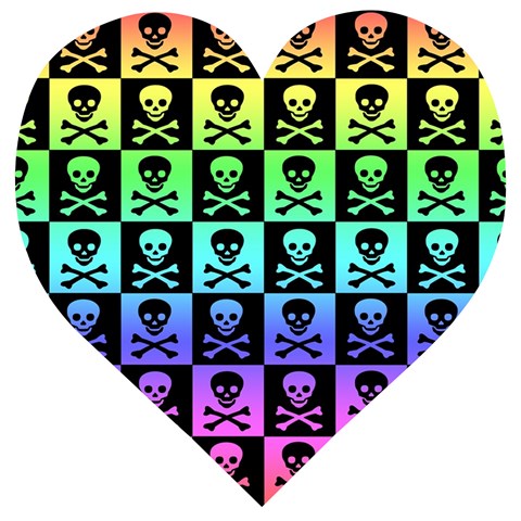 Rainbow Skull Checkerboard Wooden Puzzle Heart from ArtsNow.com Front