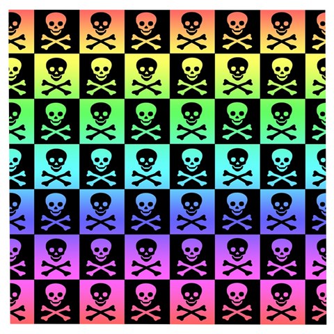 Rainbow Skull Checkerboard Wooden Puzzle Square from ArtsNow.com Front