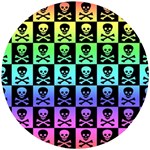 Rainbow Skull Checkerboard Wooden Puzzle Round