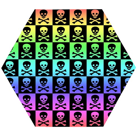 Rainbow Skull Checkerboard Wooden Puzzle Hexagon from ArtsNow.com Front