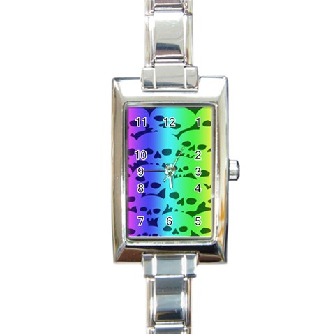 Rainbow Skull Collection Rectangle Italian Charm Watch from ArtsNow.com Front
