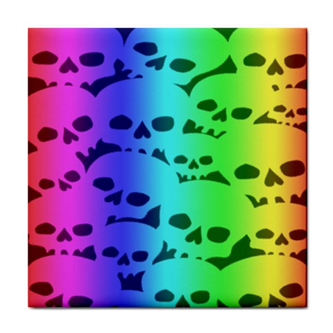 Rainbow Skull Collection Tile Coaster from ArtsNow.com Front