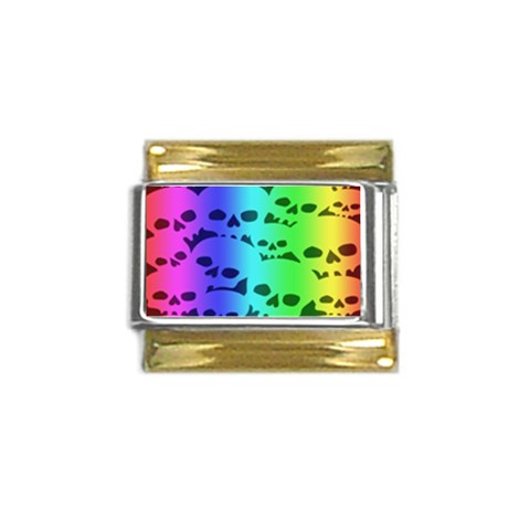 Rainbow Skull Collection Gold Trim Italian Charm (9mm) from ArtsNow.com Front