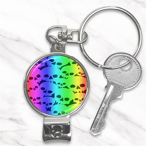 Rainbow Skull Collection Nail Clippers Key Chain from ArtsNow.com Front