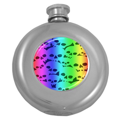 Rainbow Skull Collection Hip Flask (5 oz) from ArtsNow.com Front