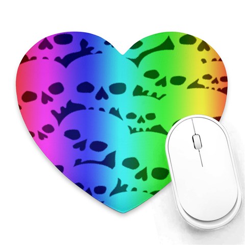 Rainbow Skull Collection Heart Mousepad from ArtsNow.com Front