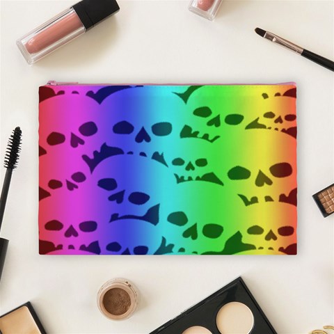 Rainbow Skull Collection Cosmetic Bag (Large) from ArtsNow.com Front