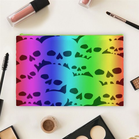 Rainbow Skull Collection Cosmetic Bag (Large) from ArtsNow.com Front