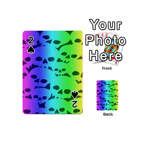 Rainbow Skull Collection Playing Cards 54 Designs (Mini) from ArtsNow.com Front - Spade2