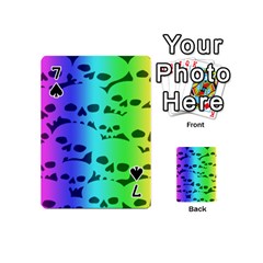 Rainbow Skull Collection Playing Cards 54 Designs (Mini) from ArtsNow.com Front - Spade7