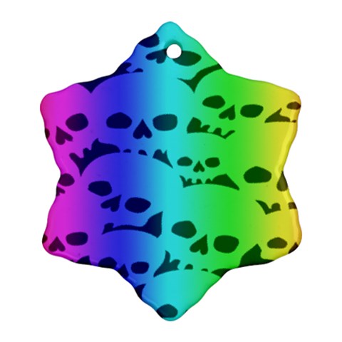 Rainbow Skull Collection Snowflake Ornament (Two Sides) from ArtsNow.com Front