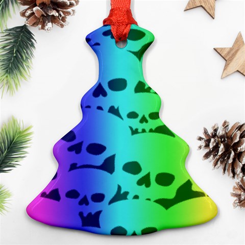 Rainbow Skull Collection Christmas Tree Ornament (Two Sides) from ArtsNow.com Front