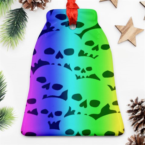 Rainbow Skull Collection Bell Ornament (Two Sides) from ArtsNow.com Front