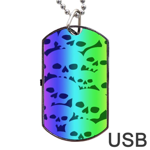 Rainbow Skull Collection Dog Tag USB Flash (One Side) from ArtsNow.com Front