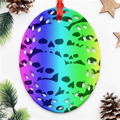 Rainbow Skull Collection Oval Filigree Ornament (Two Sides) from ArtsNow.com Back