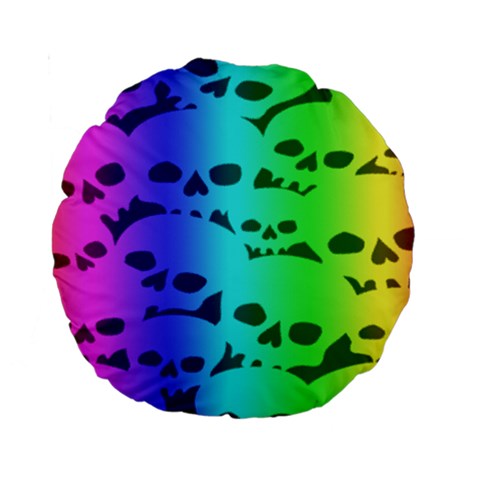Rainbow Skull Collection Standard 15  Premium Round Cushion  from ArtsNow.com Front