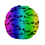 Rainbow Skull Collection Standard 15  Premium Round Cushion 