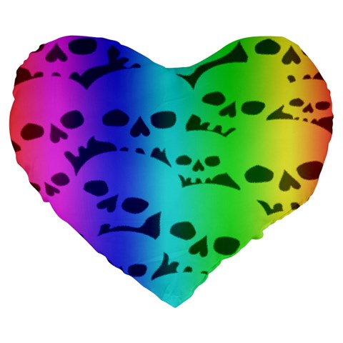 Rainbow Skull Collection Large 19  Premium Heart Shape Cushion from ArtsNow.com Front