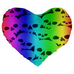 Rainbow Skull Collection Large 19  Premium Heart Shape Cushion from ArtsNow.com Front