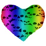 Rainbow Skull Collection Large 19  Premium Heart Shape Cushion