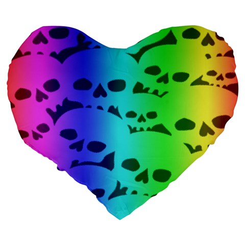 Rainbow Skull Collection Large 19  Premium Heart Shape Cushion from ArtsNow.com Back