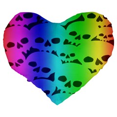 Rainbow Skull Collection Large 19  Premium Heart Shape Cushion from ArtsNow.com Back