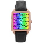 Rainbow Skull Collection Rose Gold Leather Watch 