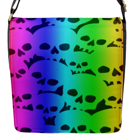 Rainbow Skull Collection Flap Closure Messenger Bag (S) from ArtsNow.com Front