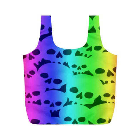 Rainbow Skull Collection Full Print Recycle Bag (M) from ArtsNow.com Front