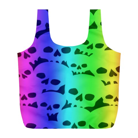 Rainbow Skull Collection Full Print Recycle Bag (L) from ArtsNow.com Front